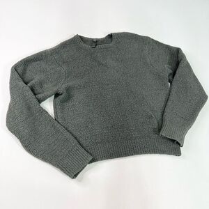 Skims Fleece Jacket Womens XXS/XS Green Crew Neck Long Sleeve Cropped Ribbed